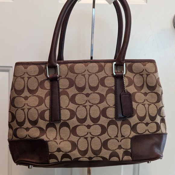 COACH F1J-6089 Jacquard Signature "C" satchel purse handbag - Picture 2 of 11